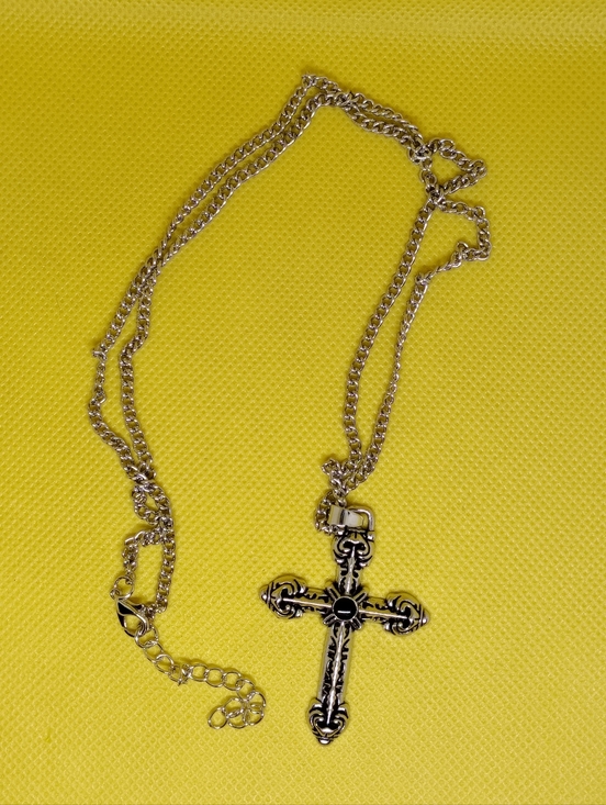 Other - Ornate Silver-tone Cross Pendant Necklace